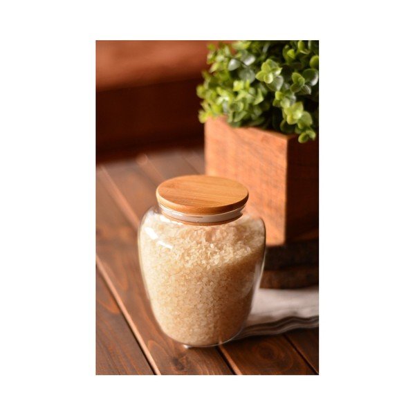 Stekleni kozarec s pokrovom iz bambusa Bambum Rella Small-image-1