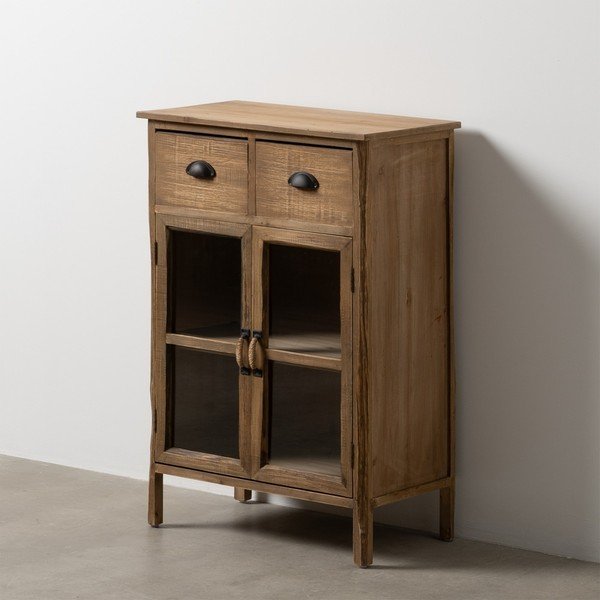 Vitrina iz masivne jelke v naravni barvi 64x92,5 cm – Ixia-image-1