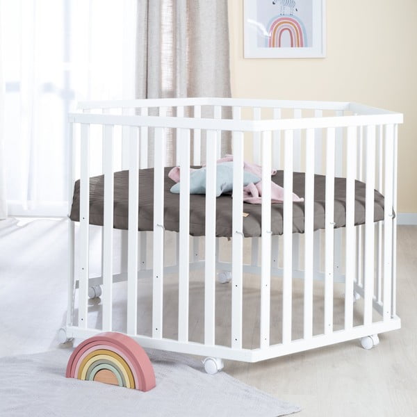 Bela stajica z nastavljivo višino na koleščkih – Roba-image-3