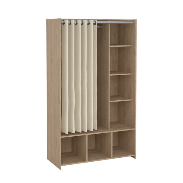 Bela/bež garderobna omara v hrastovem dekorju 105x180 cm Kit – Tvilum-image-2