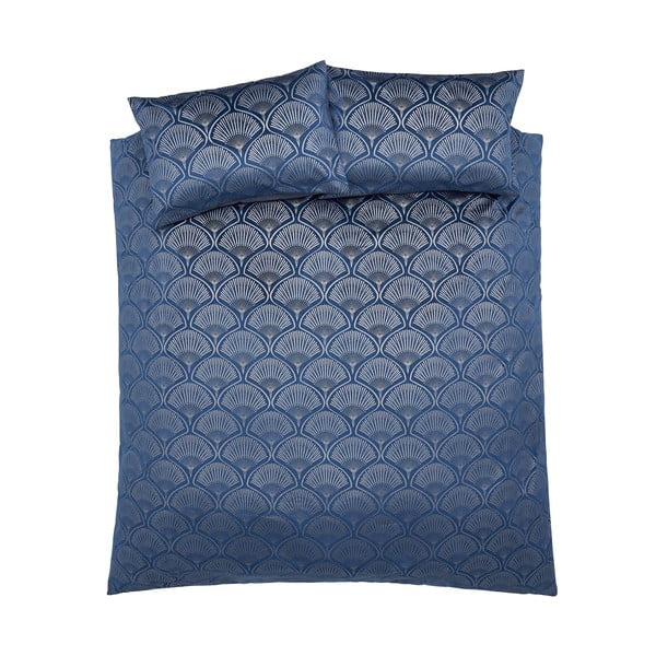 Modra posteljnina za zakonsko posteljo 200x200 cm Art Deco Pearl - Catherine Lansfield