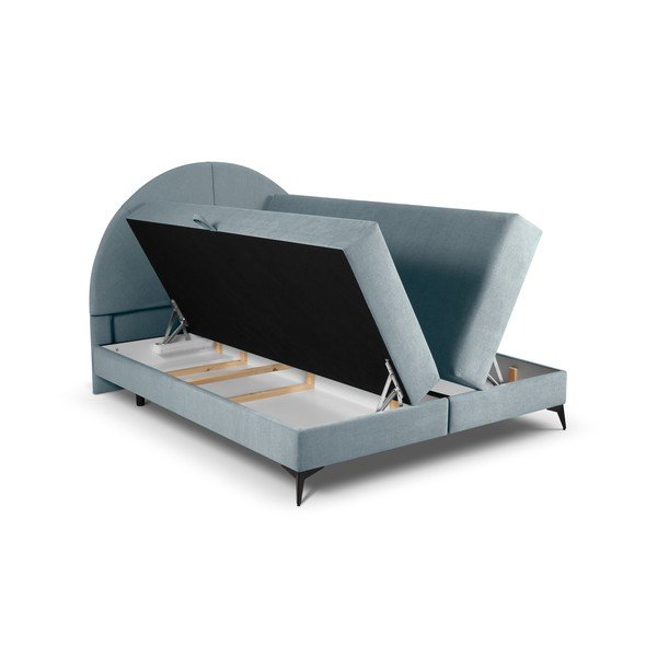 Svetlo modra boxspring postelja s prostorom za shranjevanje 180x200 cm Sunset - Cosmopolitan Design-image-4