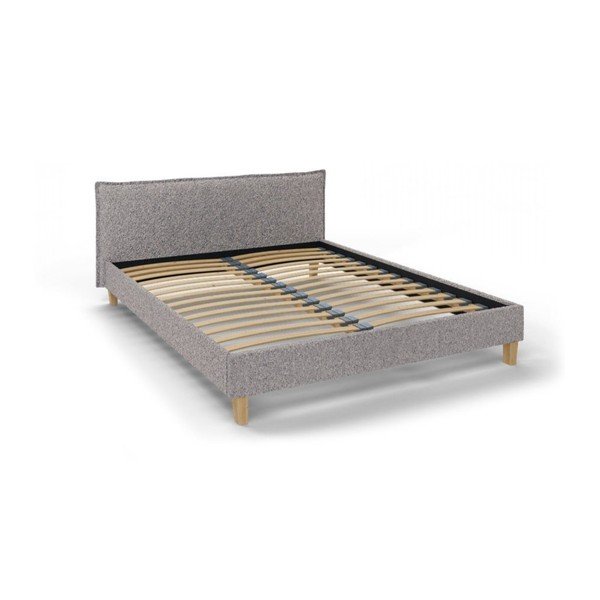 Siva oblazinjena zakonska postelja z letvenim dnom 160x200 cm Tina – Ropez