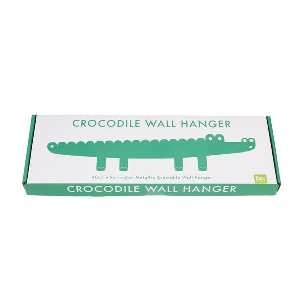 Zelen kovinski stenski otroški obešalnik Crocodile – Rex London-image-2