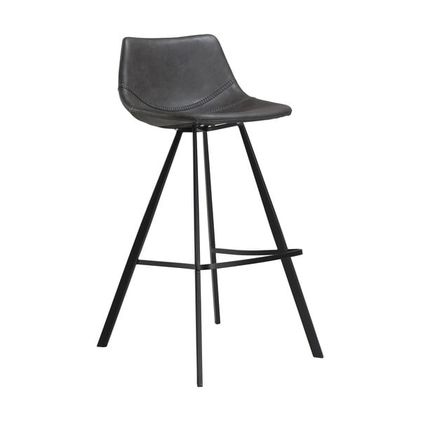 Siv barski stol iz iz umetnega usnja s črnim kovinskim podnožjem DAN-FORM Denmark Pitch, višina 98 cm