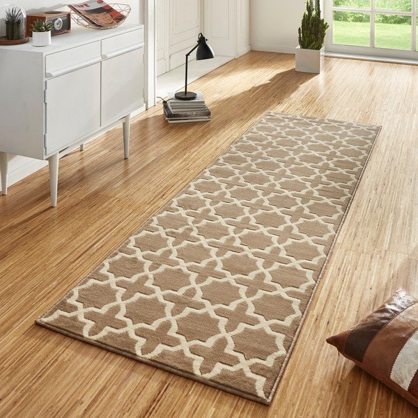 Rjava preproga z belimi detajli Hanse Home Joanne, 80 x 450 cm-image-1