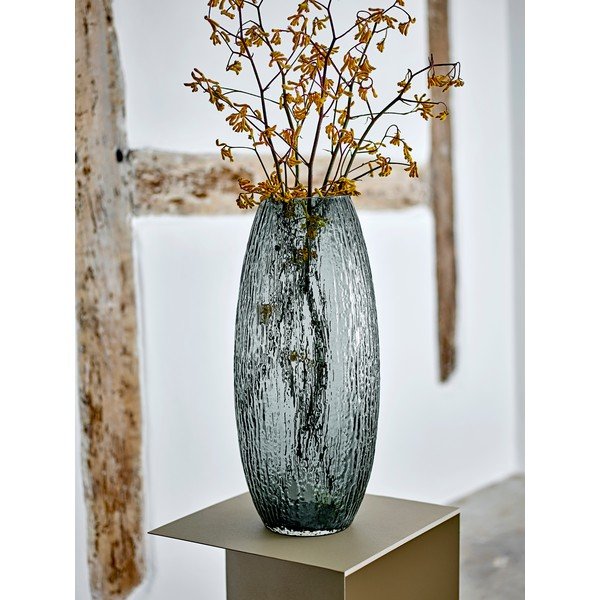 Siva steklena ročno izdelana vaza (višina 50 cm) Brock – Bloomingville-image-1