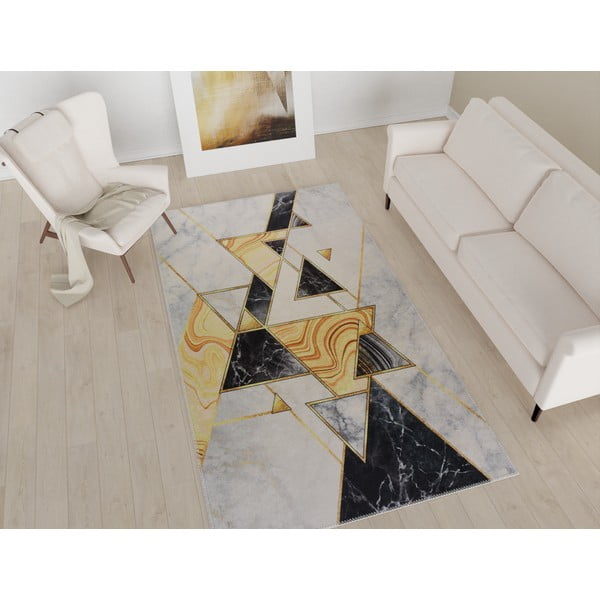 Črno-bel pralni tekač 80x200 cm - Vitaus-image-1