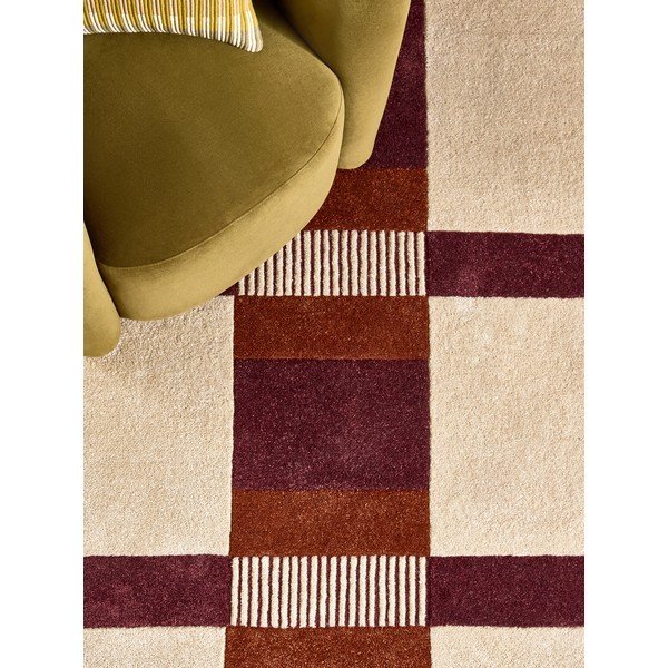 Bordo rdeča/kremno bela ročno tkana preproga iz recikliranih vlaken 160x230 cm Franka – MADE-image-3