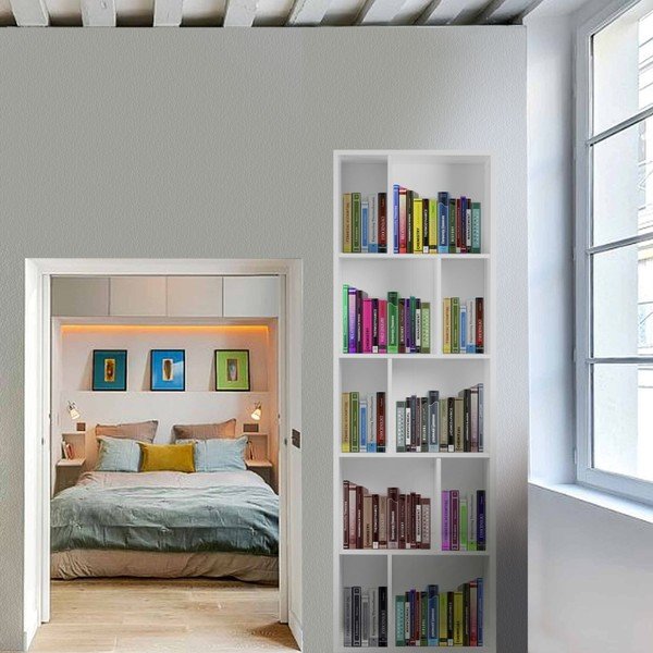 Bela lesena knjižna polica Evergreen House Efran-image-1