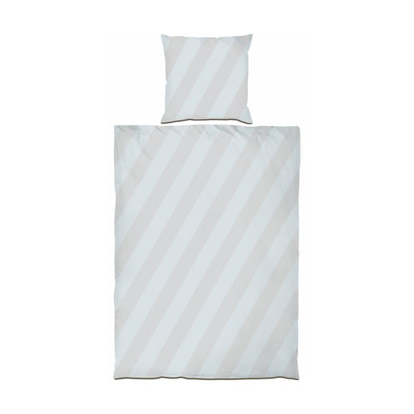 Svetlo siva/bež enojna posteljnina iz bombažnega satena 140x200 cm Diagonal – Mette Ditmer Denmark