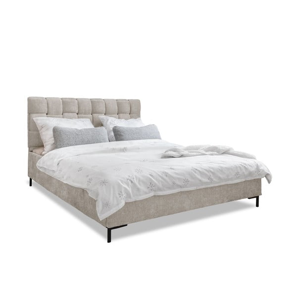 Bež oblazinjena zakonska postelja z letvenim dnom 180x200 cm Eve – Miuform