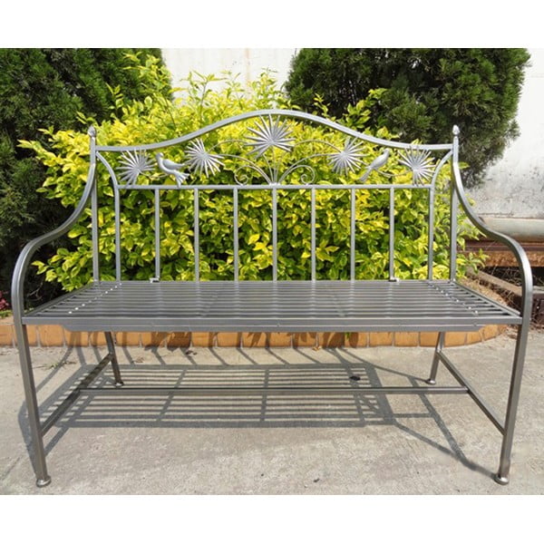 Siva kovinska vrtna klop Talin - Garden Pleasure-image-1