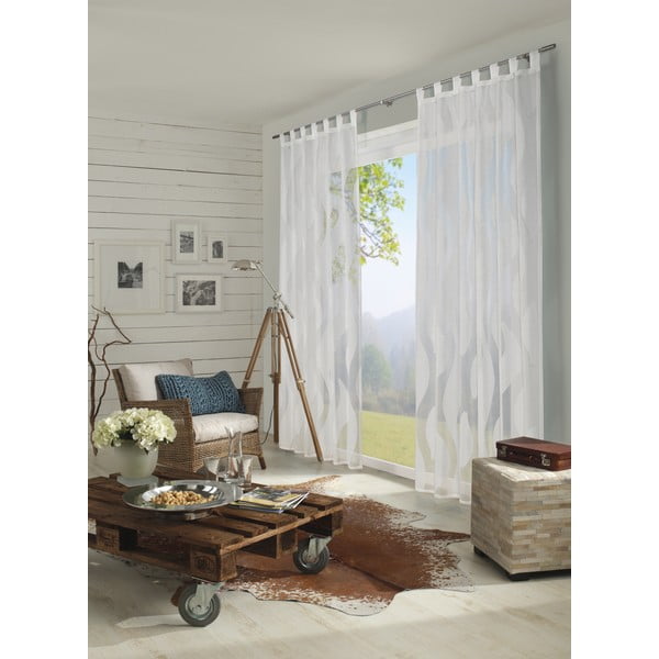 Bela prosojna zavesa 245x140 cm Scherli - Gardinia-image-2