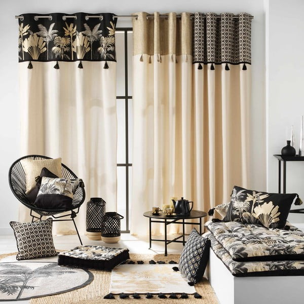 Črna in bež zavesa 140x240 cm Karaba – douceur d'intérieur-image-4
