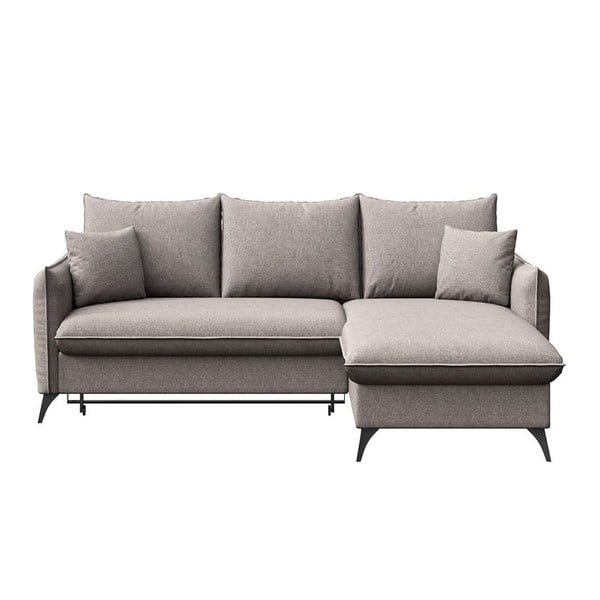 Siva raztegljiva kotna sedežna garnitura s prostorom za shranjevanje (desni kot/z ležalnikom) Brim – Rodier