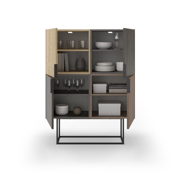 Rjava/naravna omarica v hrastovem dekorju 100x130 cm Titan – Marckeric-image-3