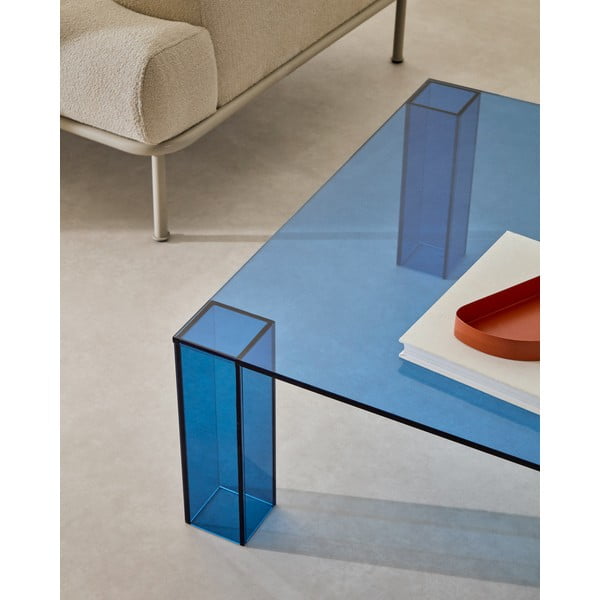 Modra steklena mizica 85x85 cm Adularia – Kave Home-image-2