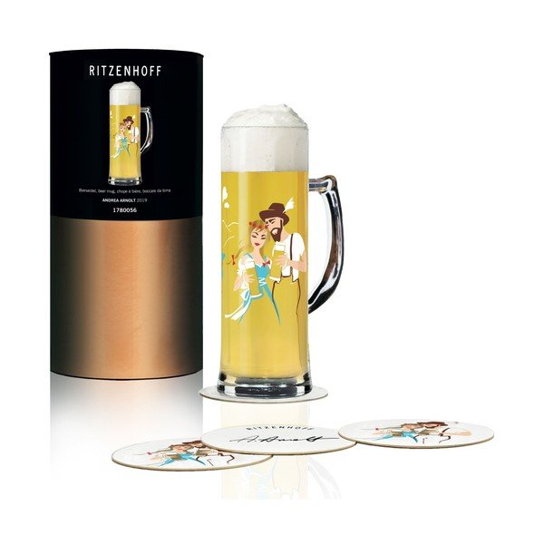 Komplet pivskega kozarca iz kristalnega stekla in 5 podstavkov Ritzenhoff Amdrea Arnolt, 596 ml-image-1