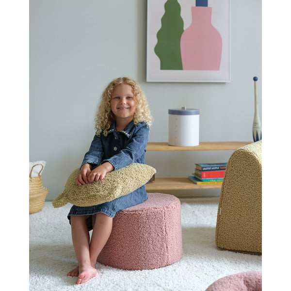 Rožnat otroški tabure iz tkanine bouclé – Wigiwama-image-1