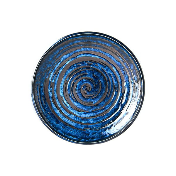 Moder keramičen krožnik MIJ Copper Swirl, ø 20 cm