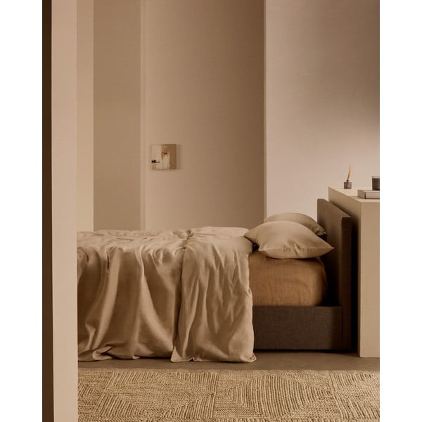 Siva oblazinjena postelja s prostorom za shranjevanje z letvenim dnom 90x200 cm Nahiri – Kave Home-image-2