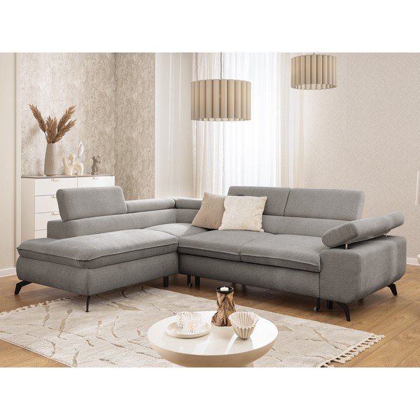 Svetlo siva kotna sedežna garnitura iz šenilje (levi kot/v obliki črke L) Marbeya  – Ropez-image-1