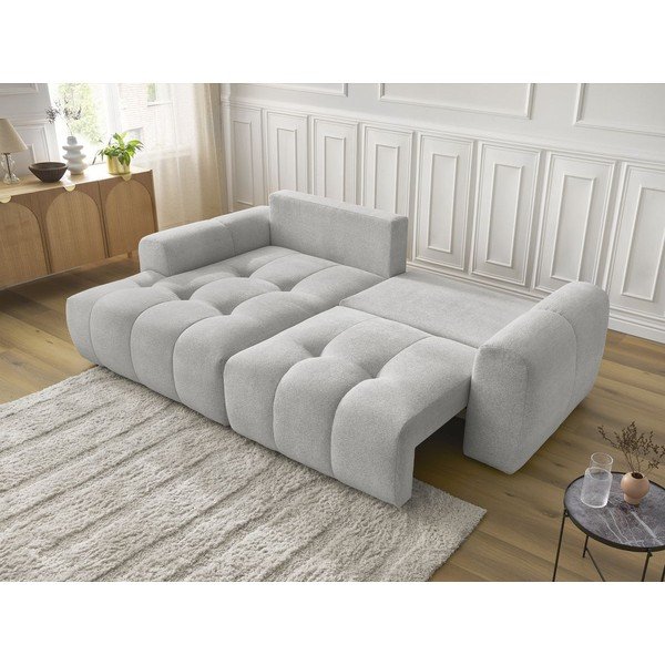 Svetlo siva raztegljiva kotna sedežna garnitura iz šenilje s prostorom za shranjevanje (levi kot/z ležalnikom) Roxelane – Bobochic Paris-image-4