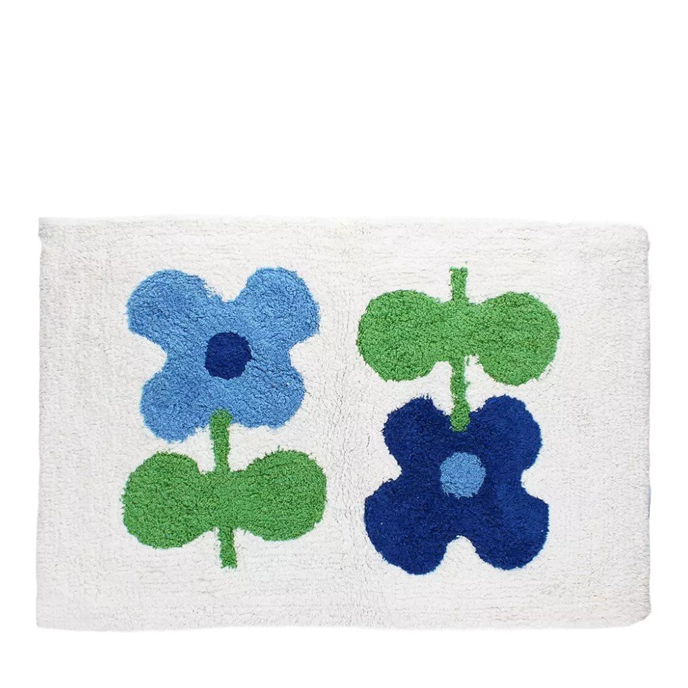 Belo-modra kopalniška preproga 50x80 cm Blue Flowers