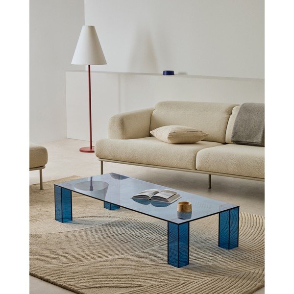 Modra steklena mizica 60x140 cm Adularia – Kave Home-image-2