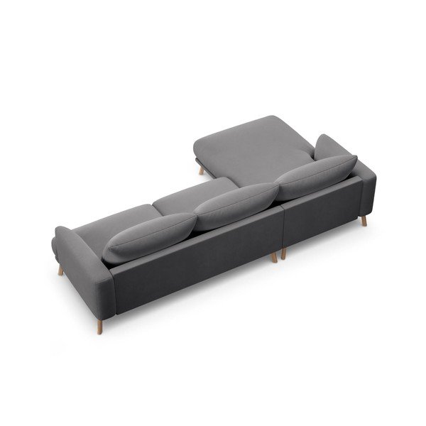 Siva žametna kotna sedežna garnitura (levi kot/z ležalnikom) Naomi – Micadoni -image-3