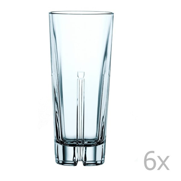 Set Di 6 Bicchieri Da Longdrink In Vetro 365 Ml - Con Taglio Elegante, Lavabili In Lavastoviglie, Altezza 14,5 Cm, Trasparenti