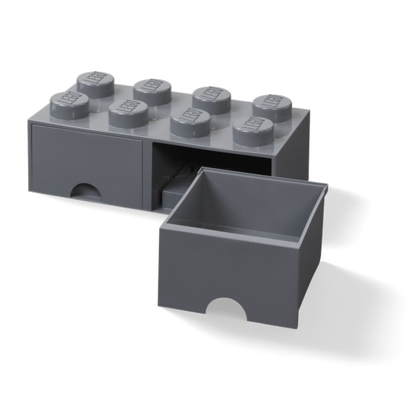 Otroška temno siva škatla za shranjevanje z 2 predaloma LEGO®-image-2