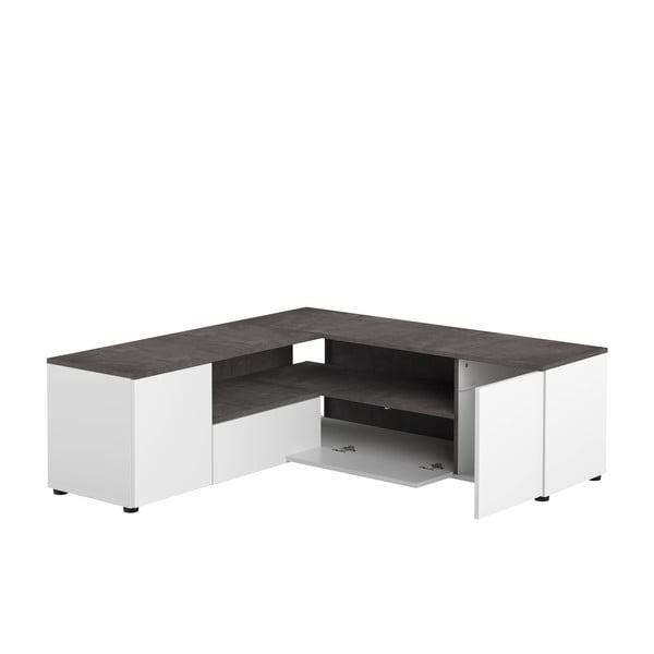 Bela/siva TV omarica v betonskem dekorju 130x46 cm Angle – TemaHome-image-3