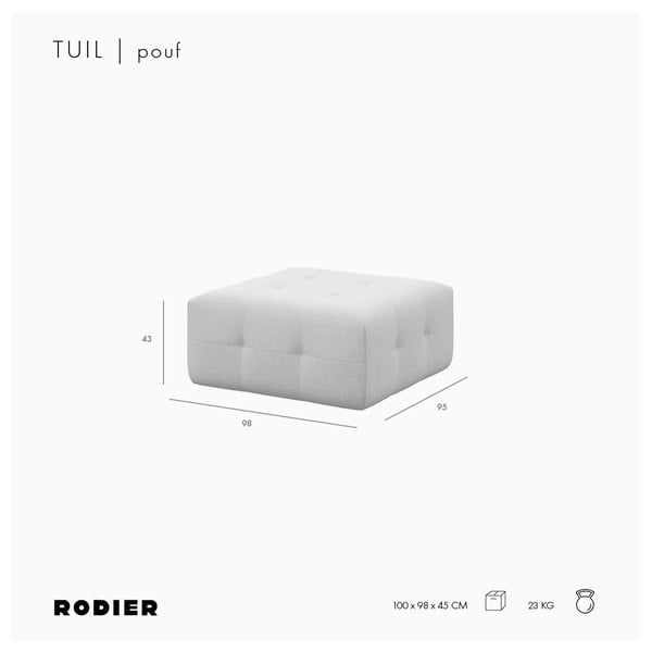 Siv žameten tabure Tuil – Rodier-image-4