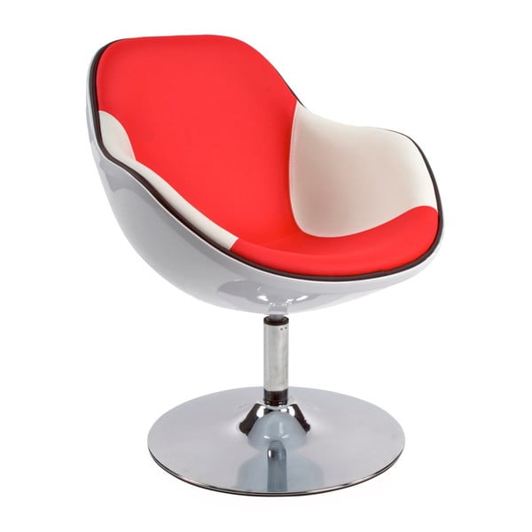 Rdeče-beli vrtljivi fotelj Kokoon Daytona