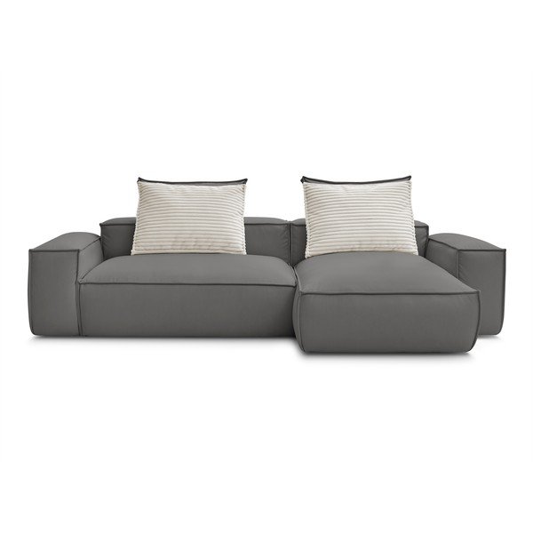 Siva kotna sedežna garnitura iz umetnega usnja (s kotom po izbiri) Boheme – Bobochic Paris