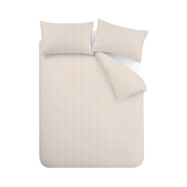Bež 3-delna posteljnina za zakonsko posteljo 200x200 cm Epping Textured Stripe – Catherine Lansfield