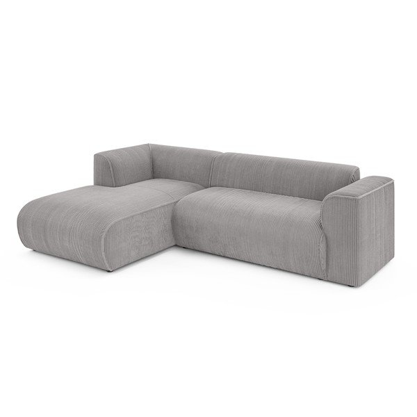 Svetlo siva kotna sedežna garnitura iz rebrastega žameta (levi kot/z ležalnikom) Merid  – Ropez-image-2