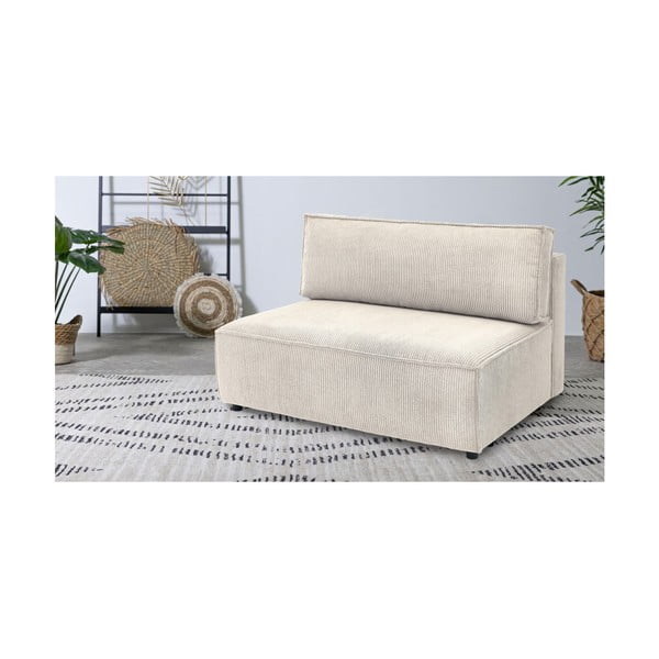 Kremno bel modul za sedežno garnituro iz rebrastega žameta (sredinski modul) Nihad modular – Bobochic Paris-image-1