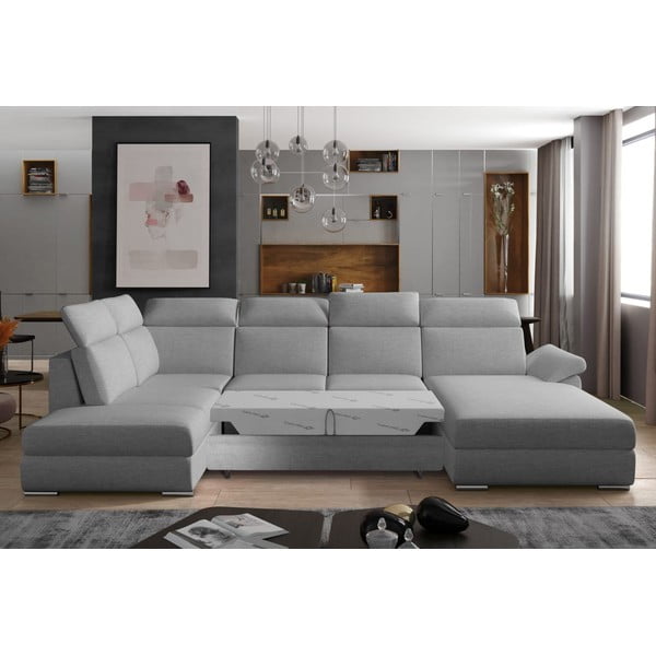 Svetlo siva raztegljiva kotna sedežna garnitura (levi kot/v obliki črke "U") Evanell – ELTAP-image-2