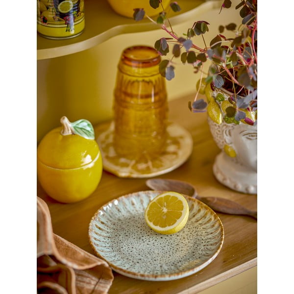 Modro-bež servirni krožnik iz kamenine ø 17 cm Fleur – Bloomingville-image-1