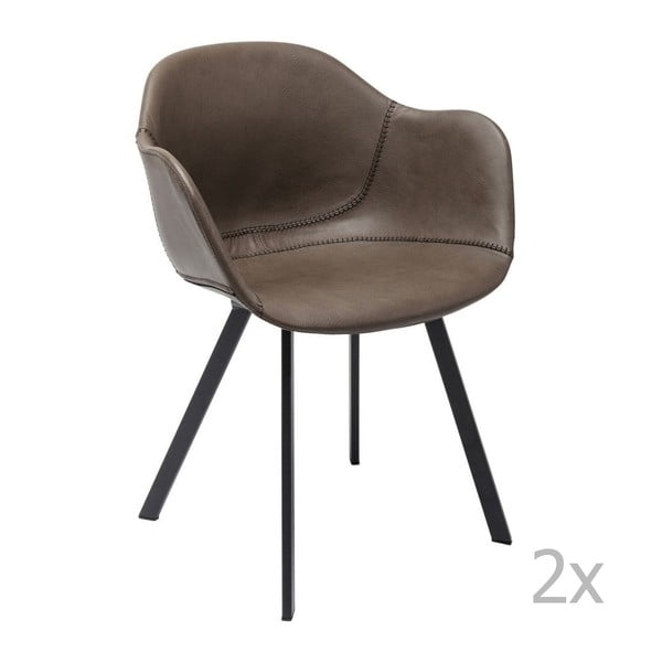 Komplet 2 rjavih stolov s kovinskimi nogami Kare Design