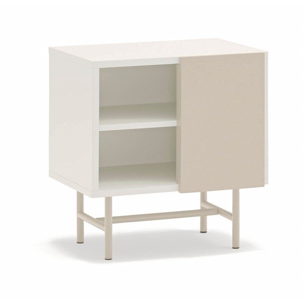 Bež kremno bela nočna omarica v mat dekorju s policami Nube – Teulat-image-3