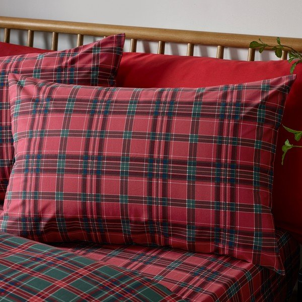 Rdeča/temno zelena enojna posteljnina 135x200 cm Tartan Check – Catherine Lansfield-image-3