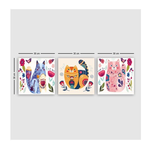 Otroške slike v kompletu 3 ks 30x30 cm Cats – Wallity-image-2