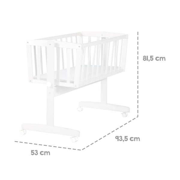 Bela zibelka na koleščkih 40x90 cm – Roba-image-2