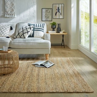 Ročno tkana preproga iz konopljastega osleza v naravni barvi 200x290 cm Drew Stripe – Flair Rugs