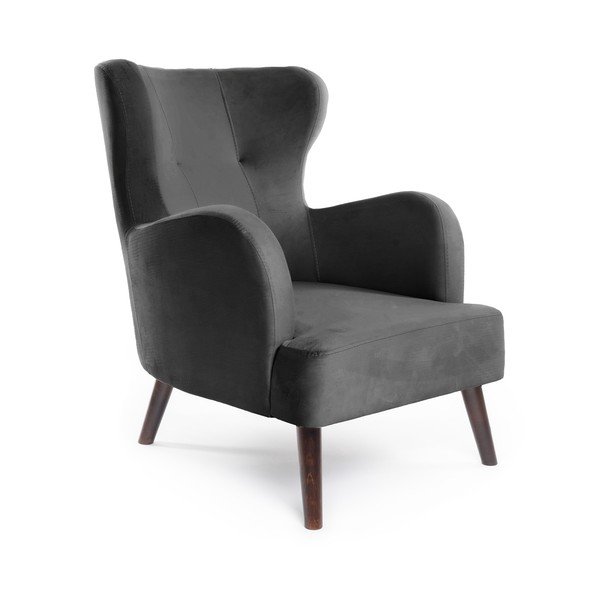 Temno siv žameten fotelj z naslonom Noemye – Bonami Selection