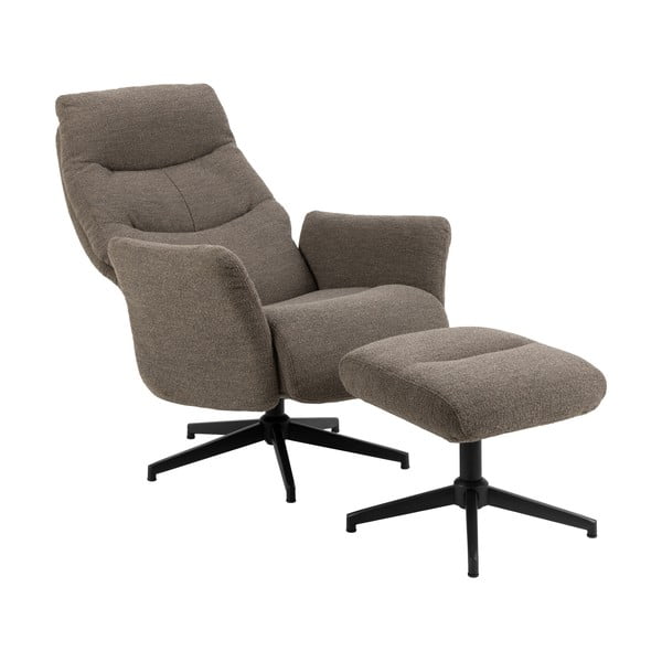 Sivo-rjav fotelj za sprostitev iz tkanine bouclé London – Actona-image-3